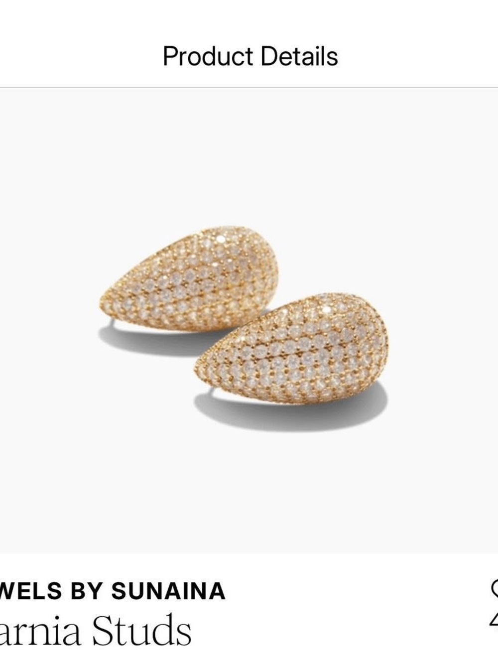 Gold Pavé Teardrop Studs - Sparkling Gold Earrings